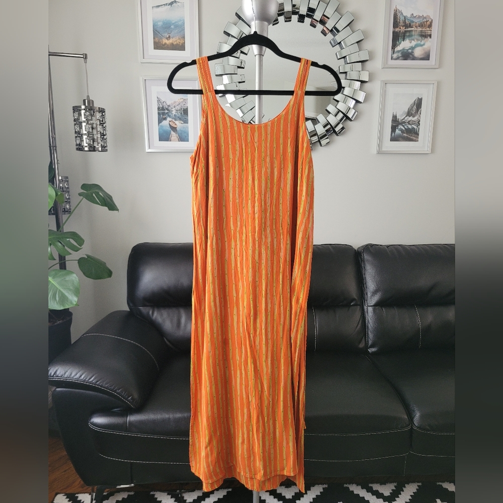 Animale Size Small Orange and Green Midi Dress